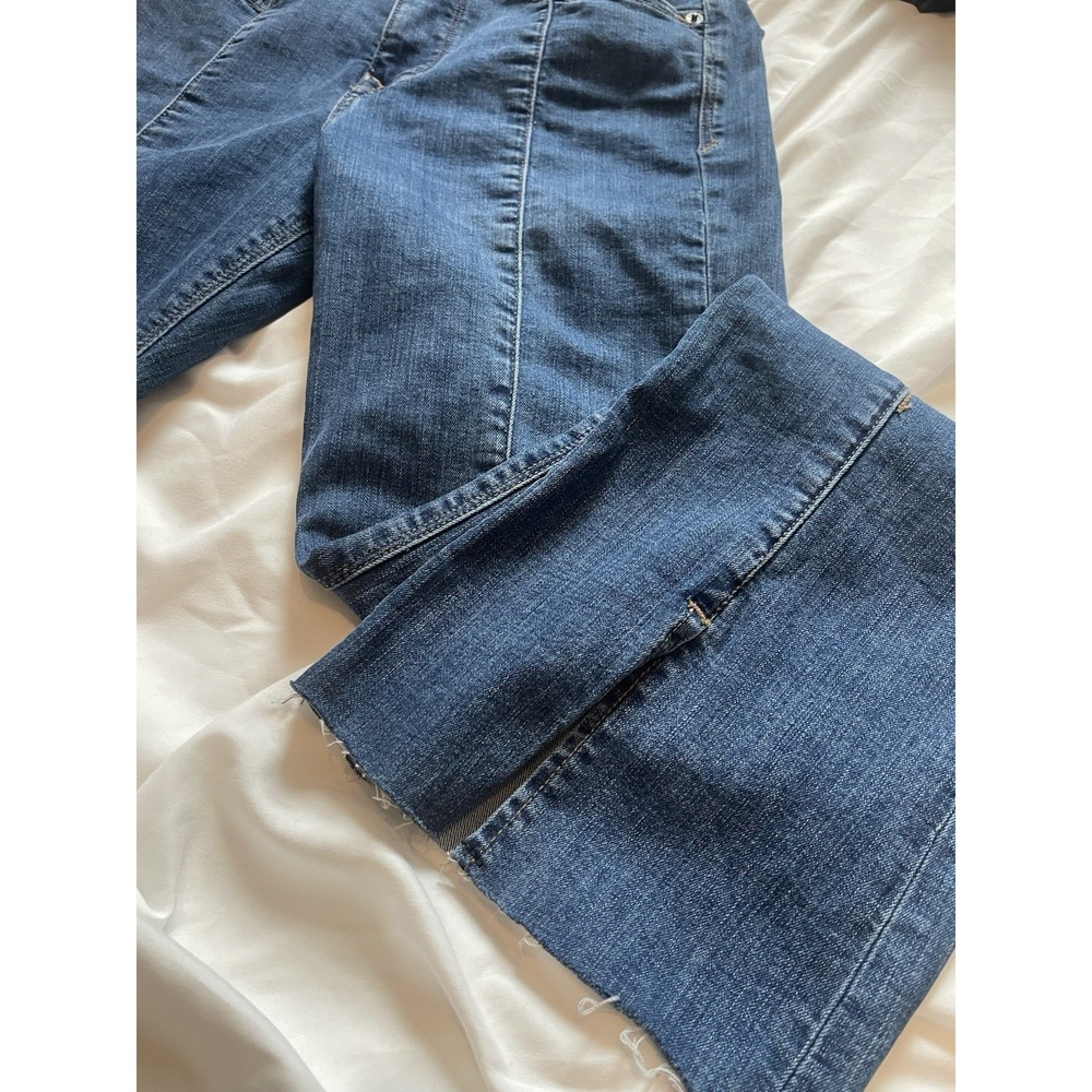 Express Boot Leg Stretch Denim Perfect High Rise Jeans Front Flare And Seam